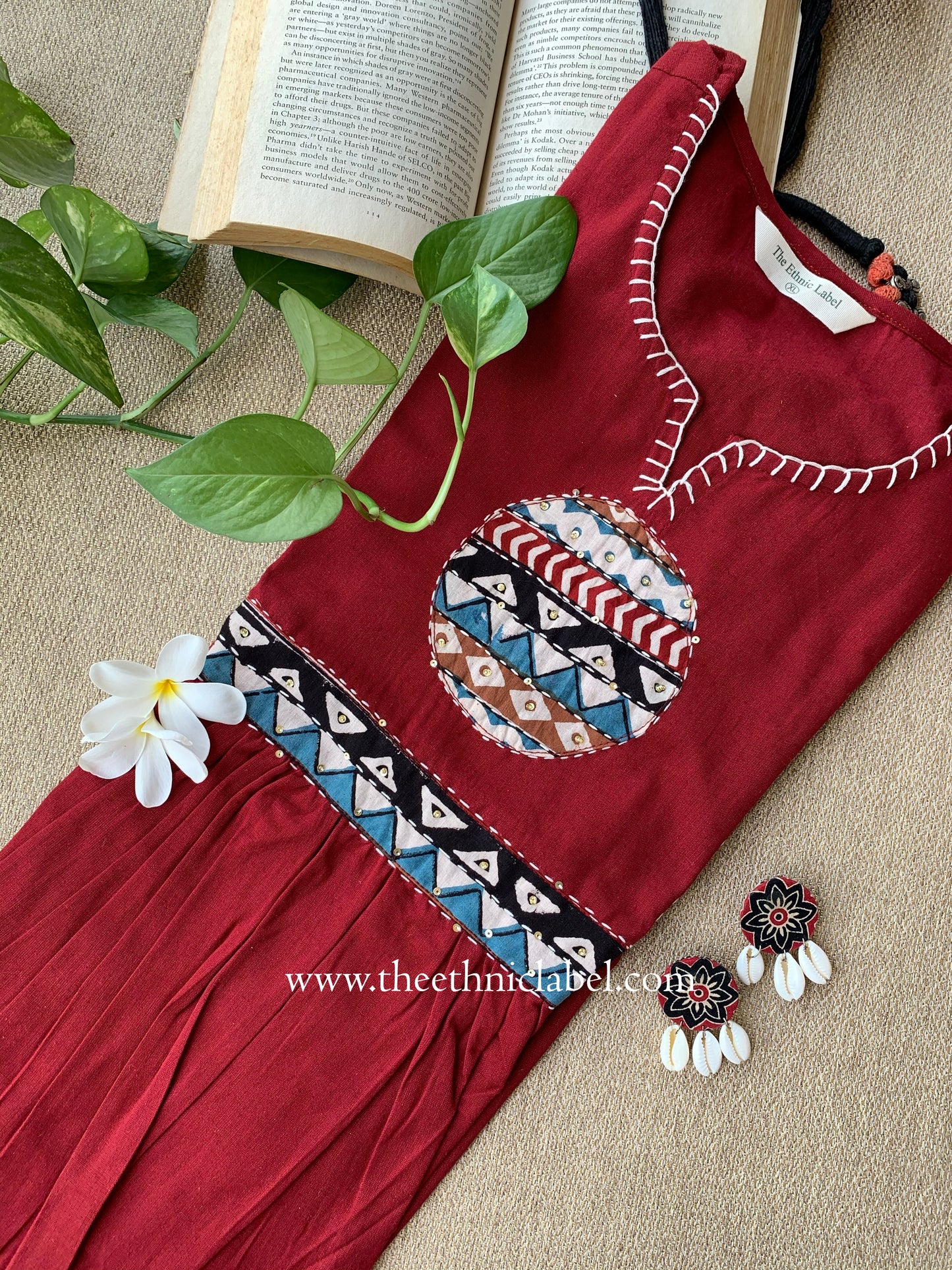 "Pratha" Hand Work A line Cotton Kurta