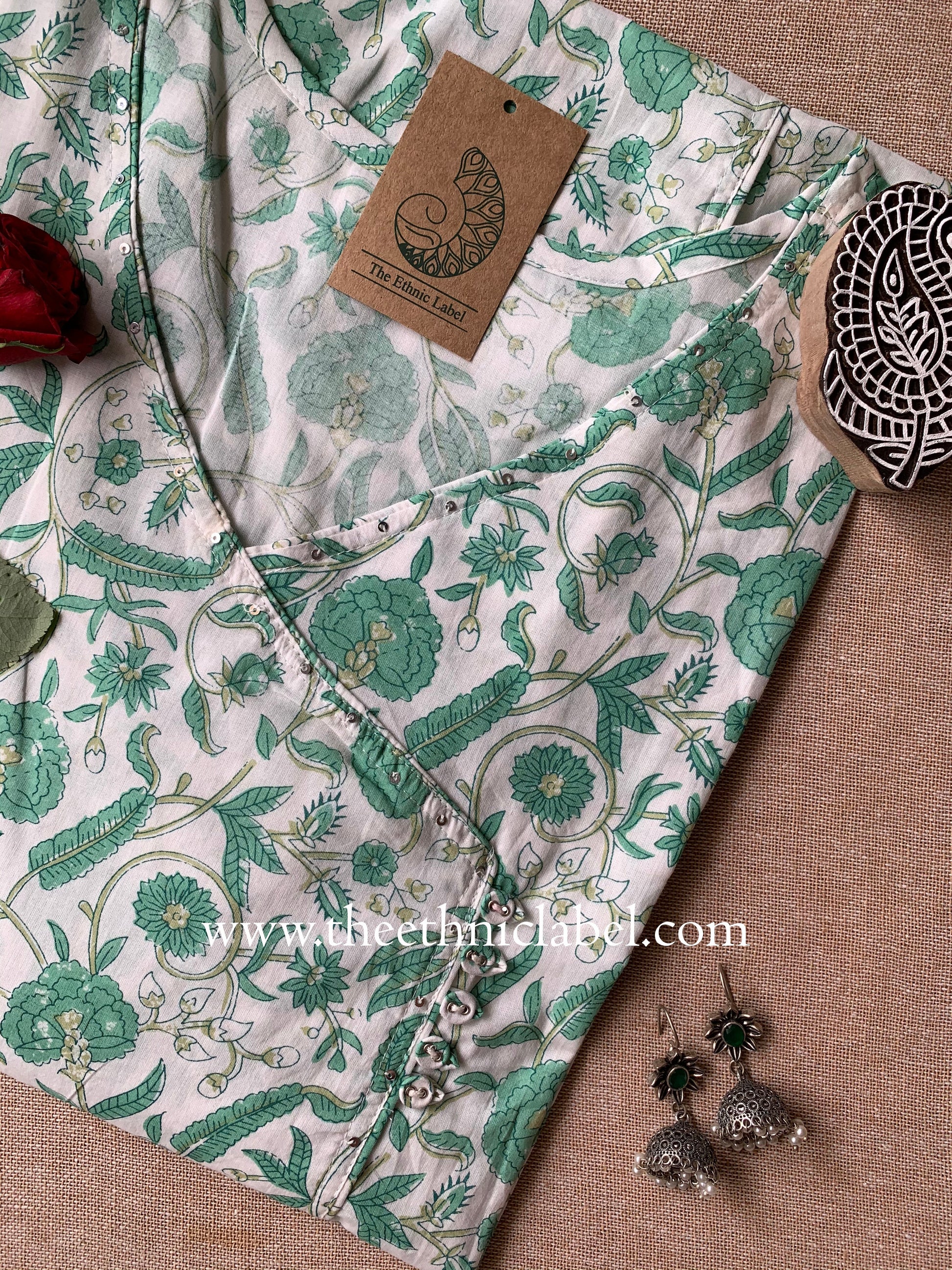 "Aaditri" Angrakha Cotton kurta - Big Size - Image 3