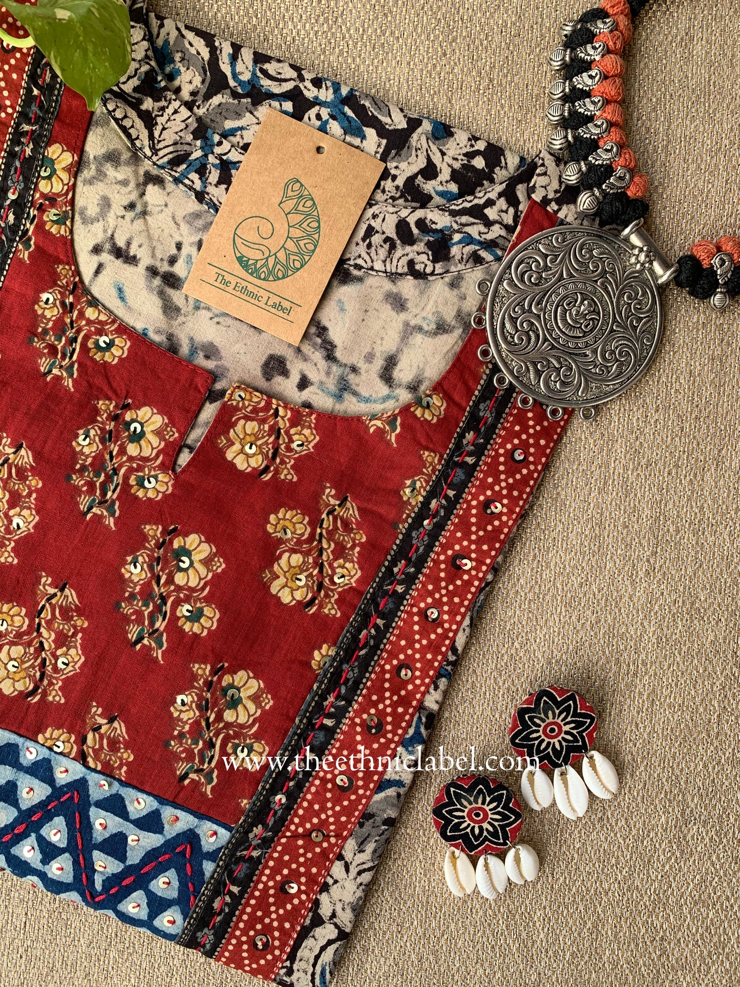 "Varnika" Grey Kalamkari Cotton kurta