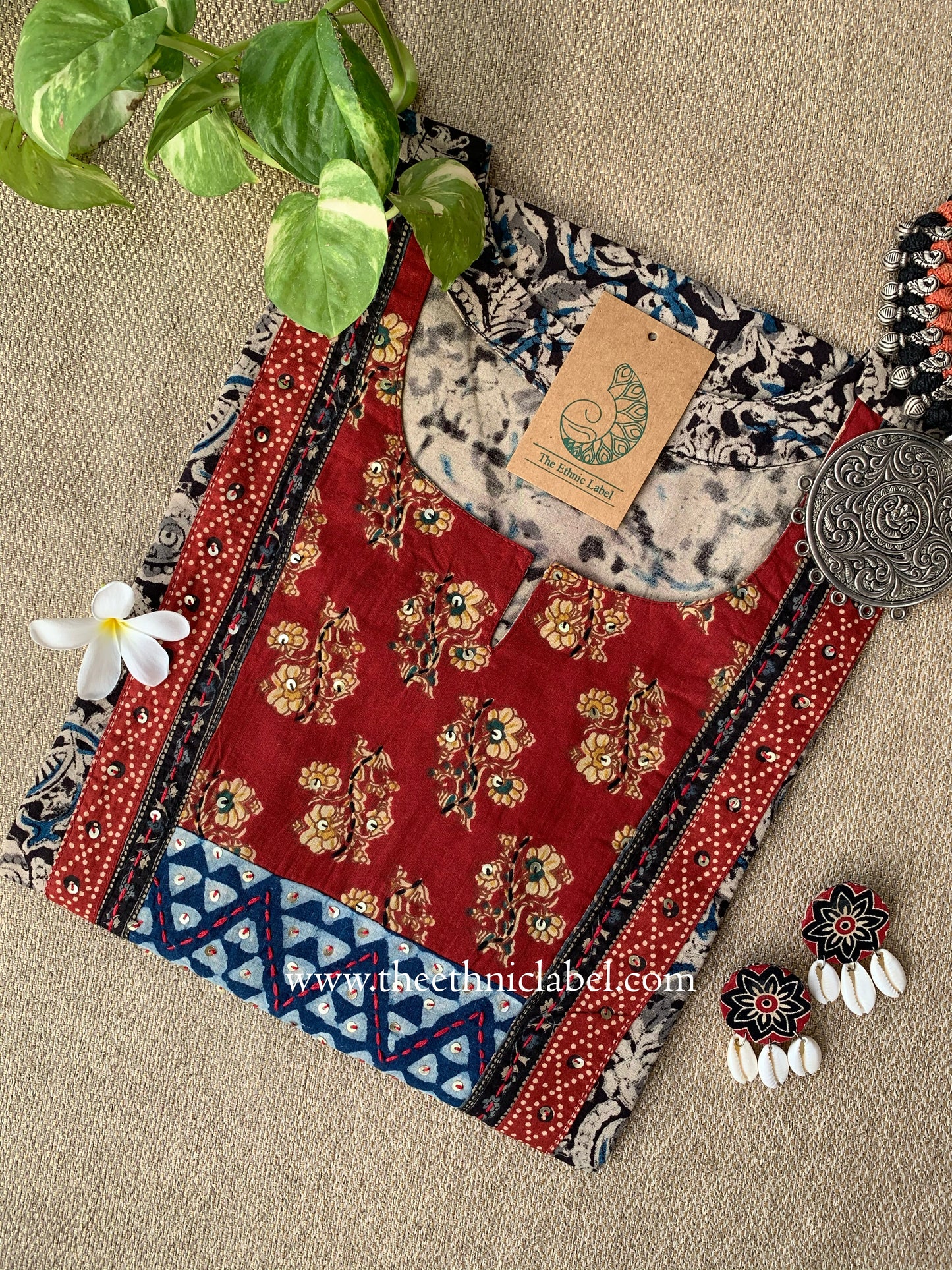 "Varnika" Grey Kalamkari Cotton kurta