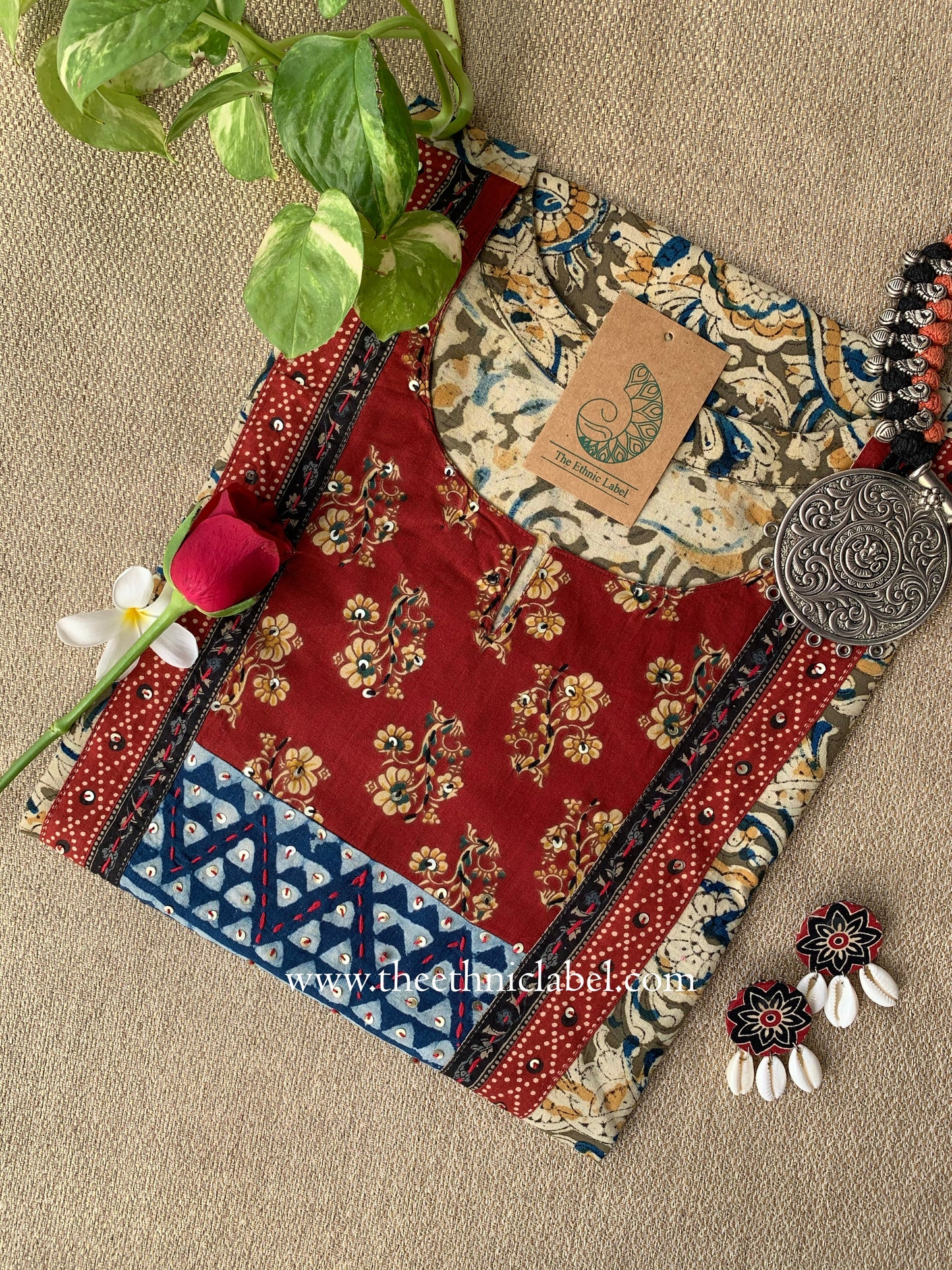 "Varnika" Beige Kalamkari Cotton kurta