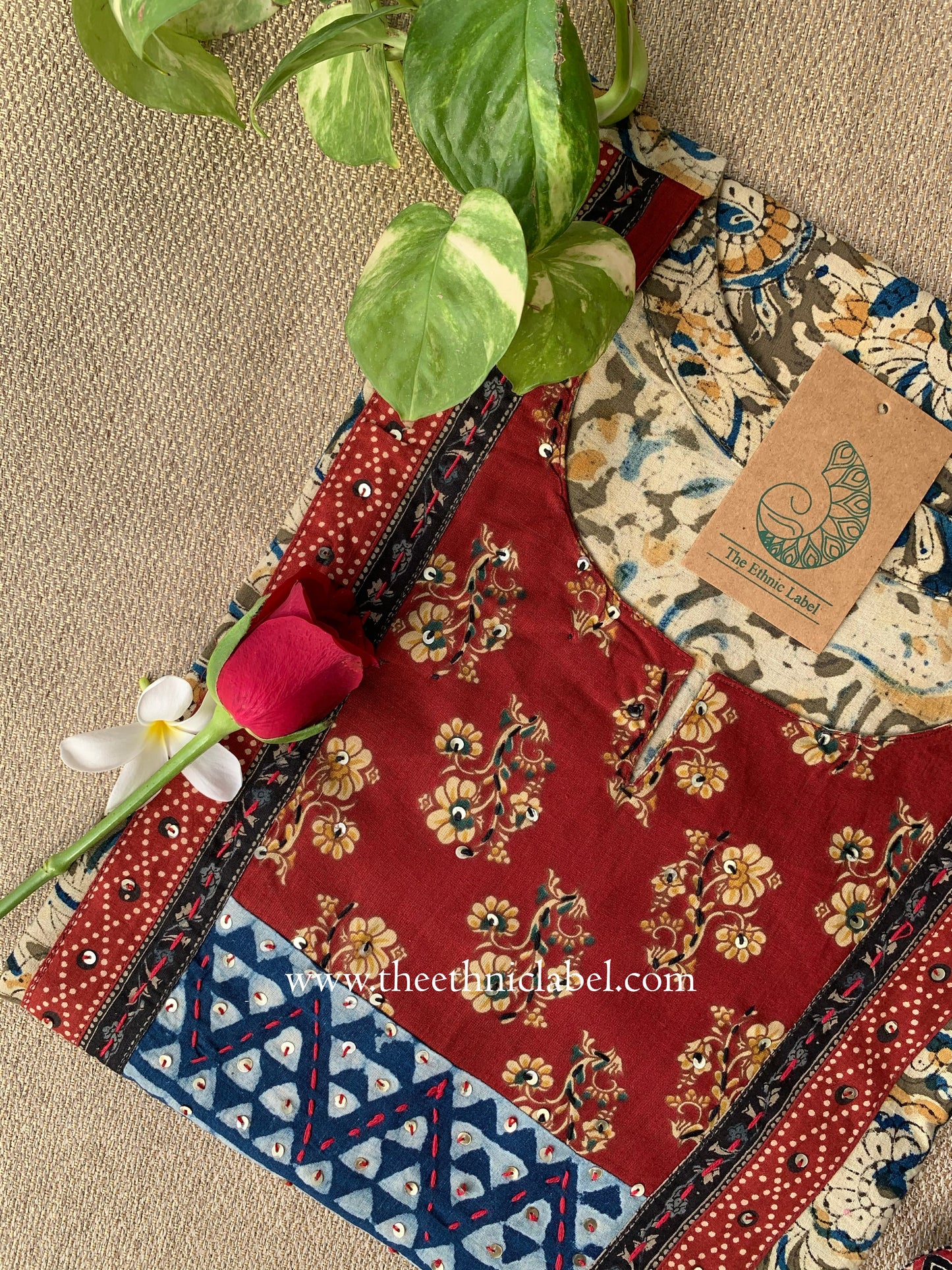 "Varnika" Beige Kalamkari Cotton kurta