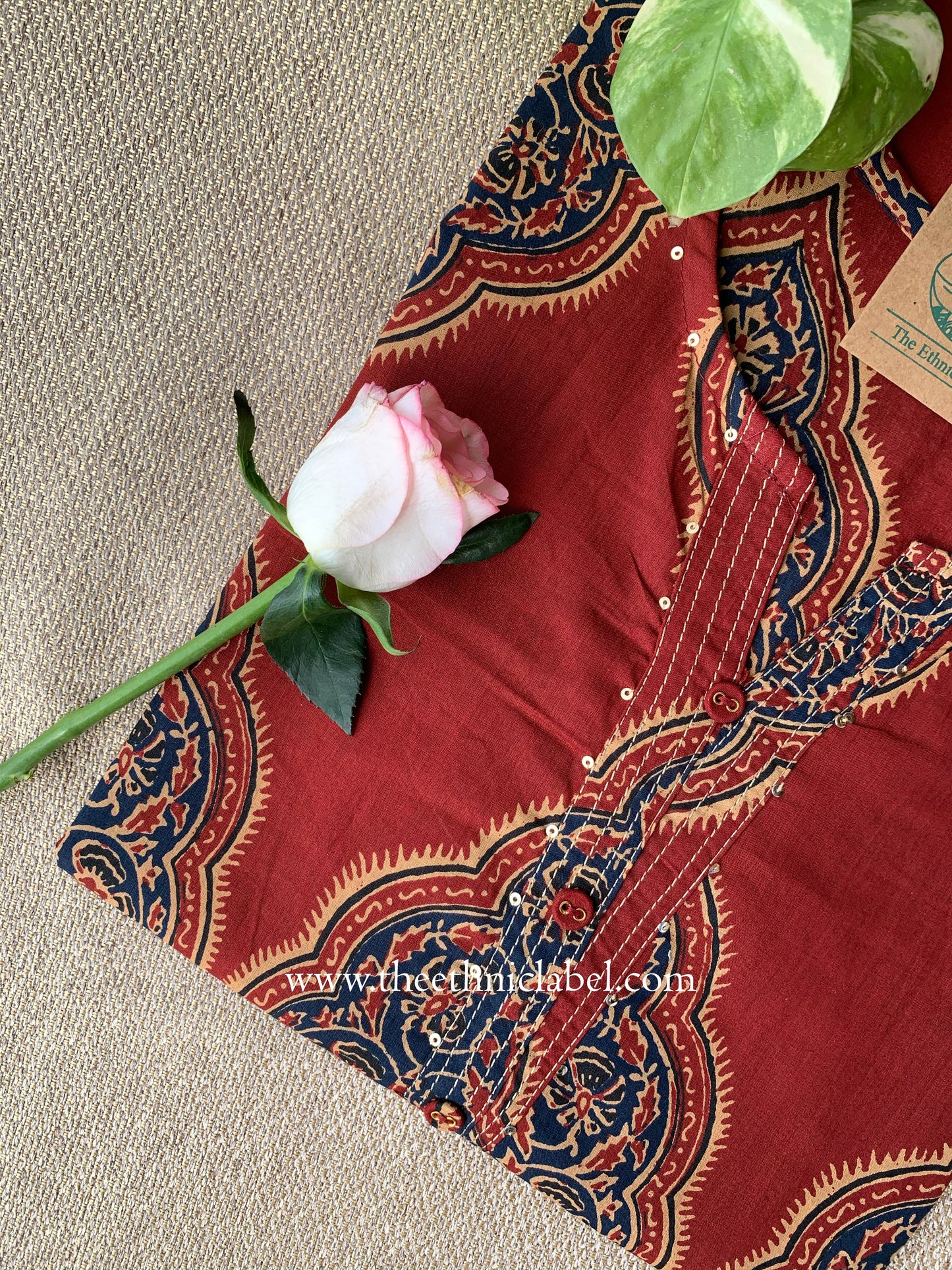 "Sargam" Ajrakh Printed Cotton kurta