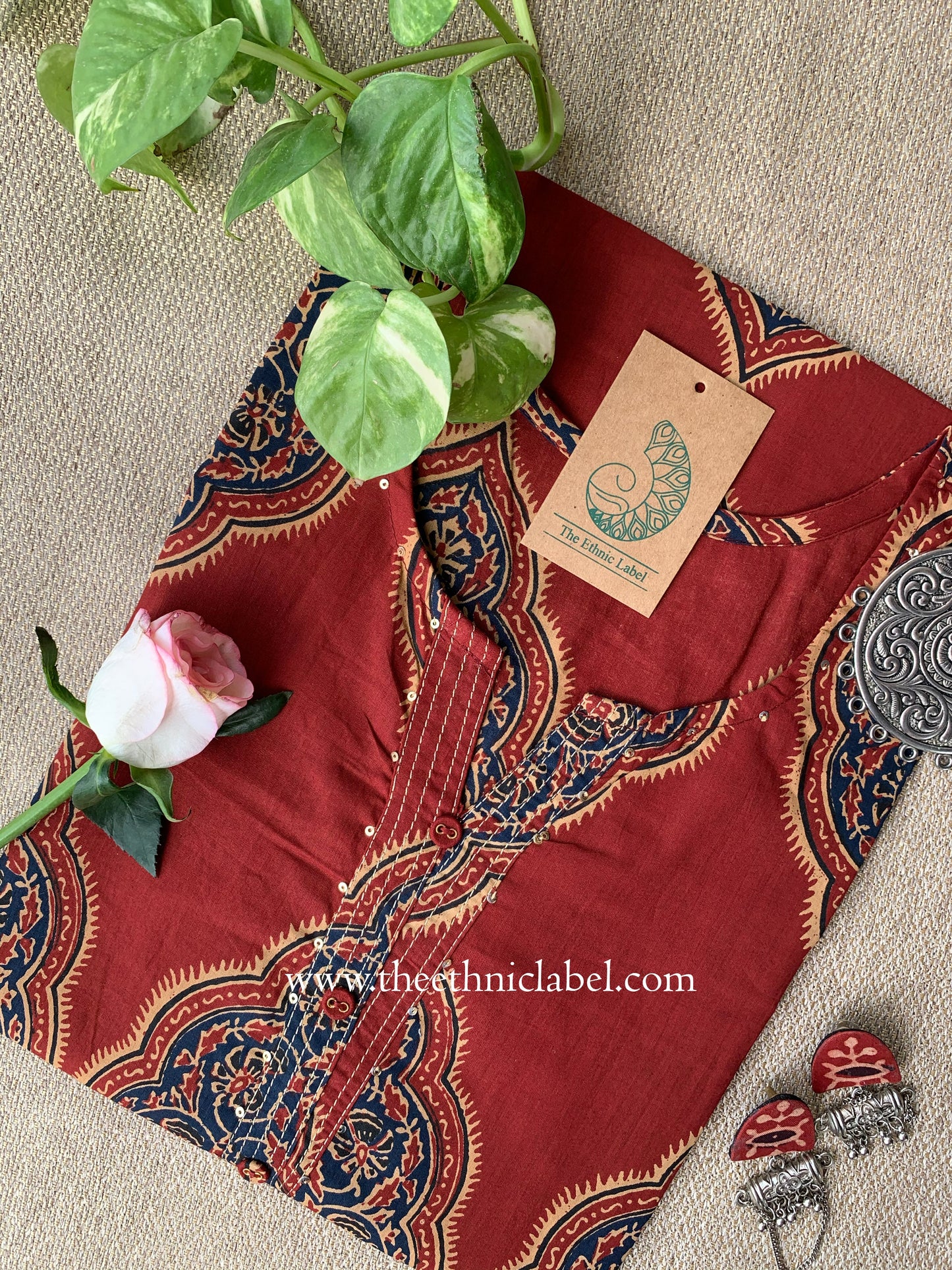 "Sargam" Ajrakh Printed Cotton kurta