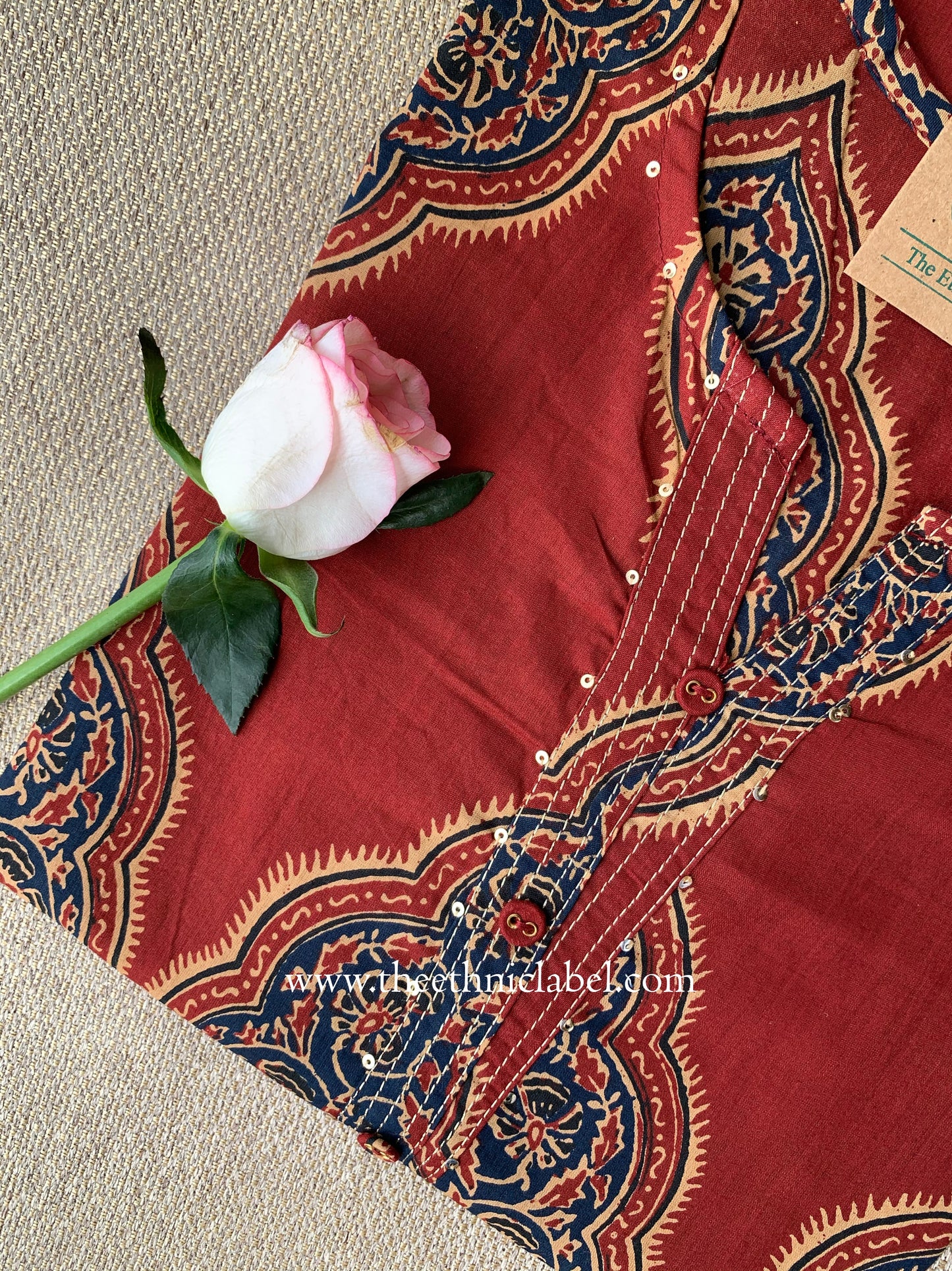 "Sargam" Ajrakh Printed Cotton kurta