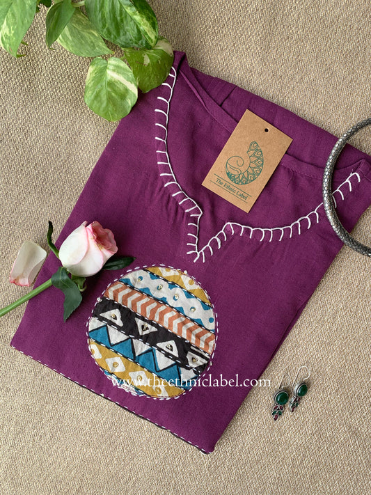 "Pratha-Purple" A Line Cotton kurta