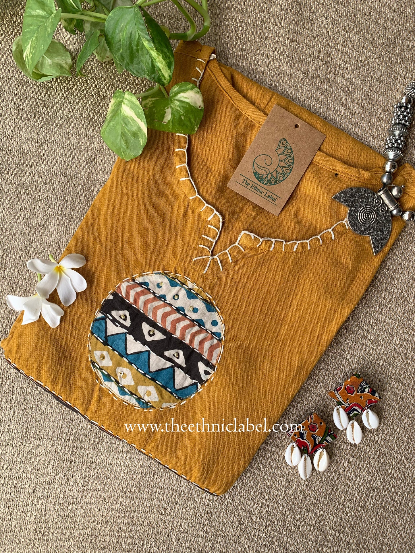 "Pratha-Mustard" A Line Cotton kurta