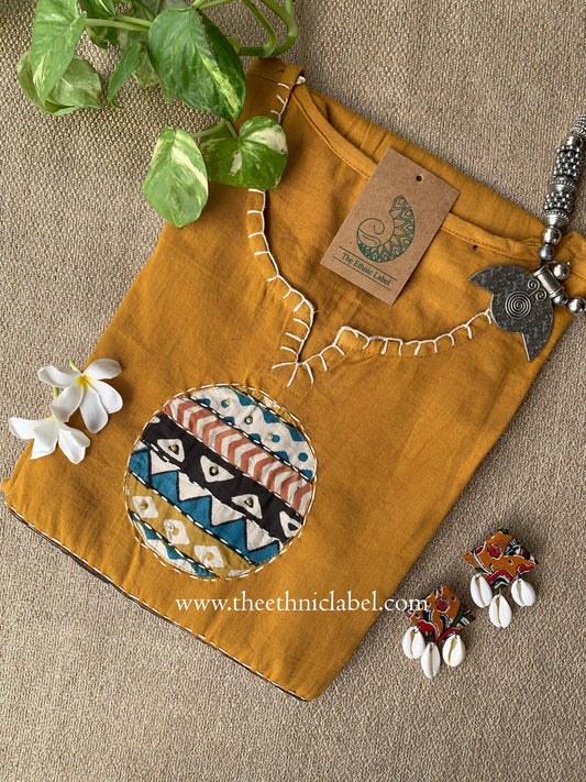 "Pratha-Mustard" A Line Cotton kurta