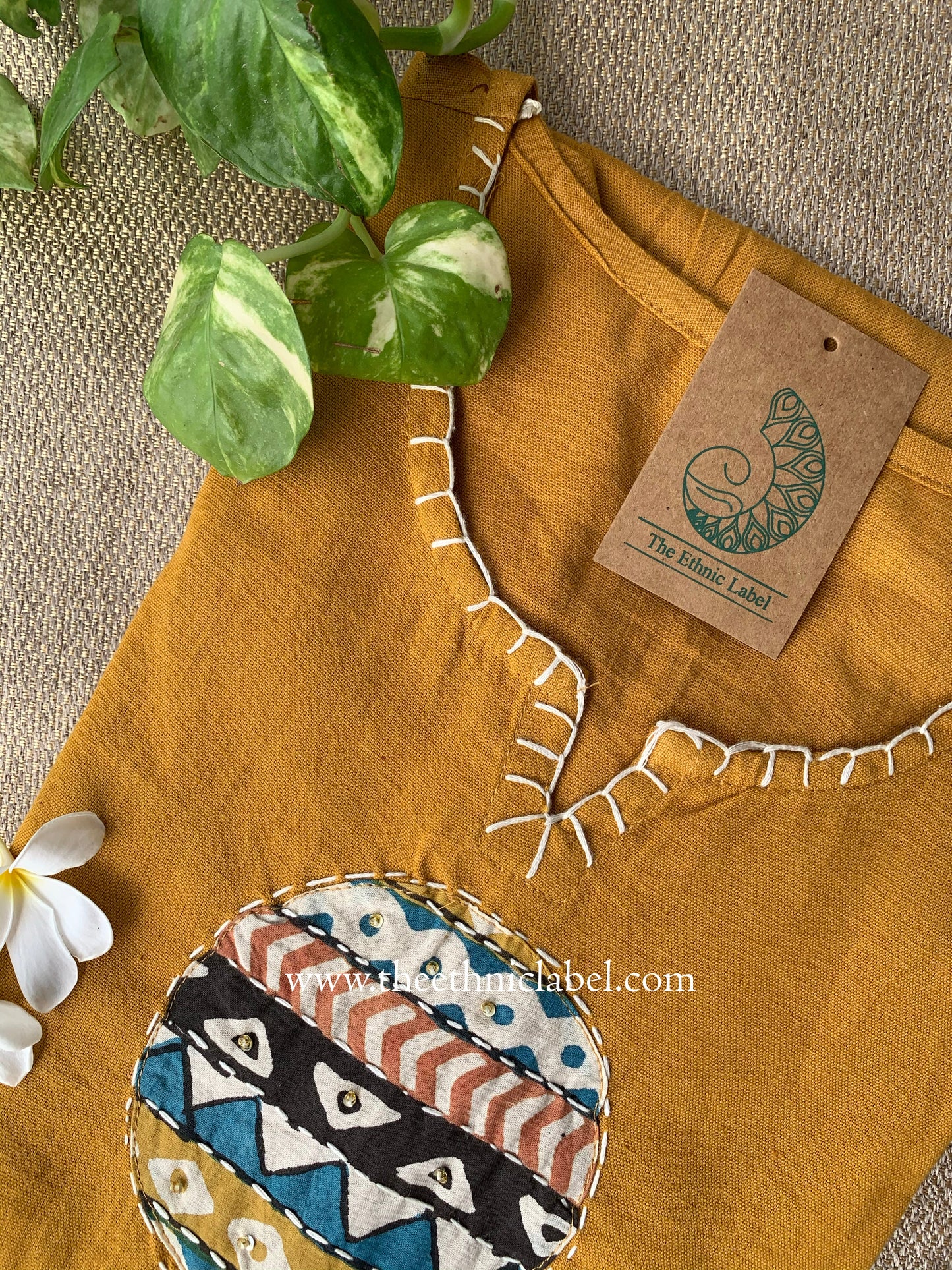 "Pratha-Mustard" A Line Cotton kurta