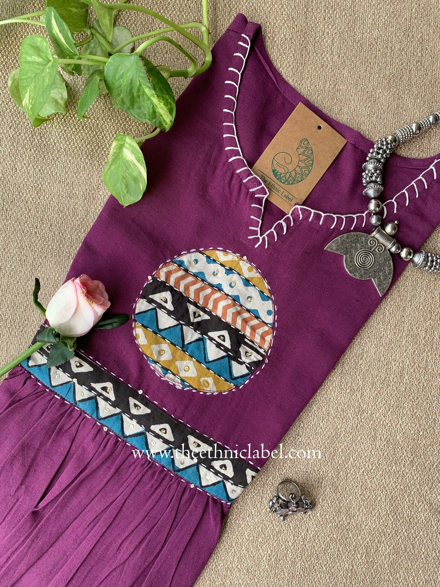"Pratha-Purple" A Line Cotton kurta