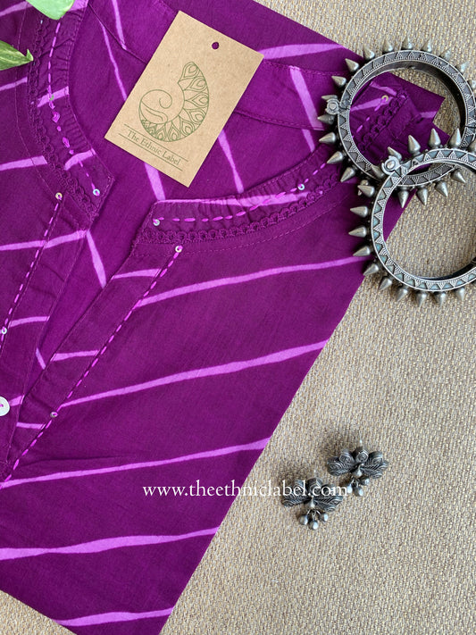 "Jamun" Lehriya Printed Cotton kurta