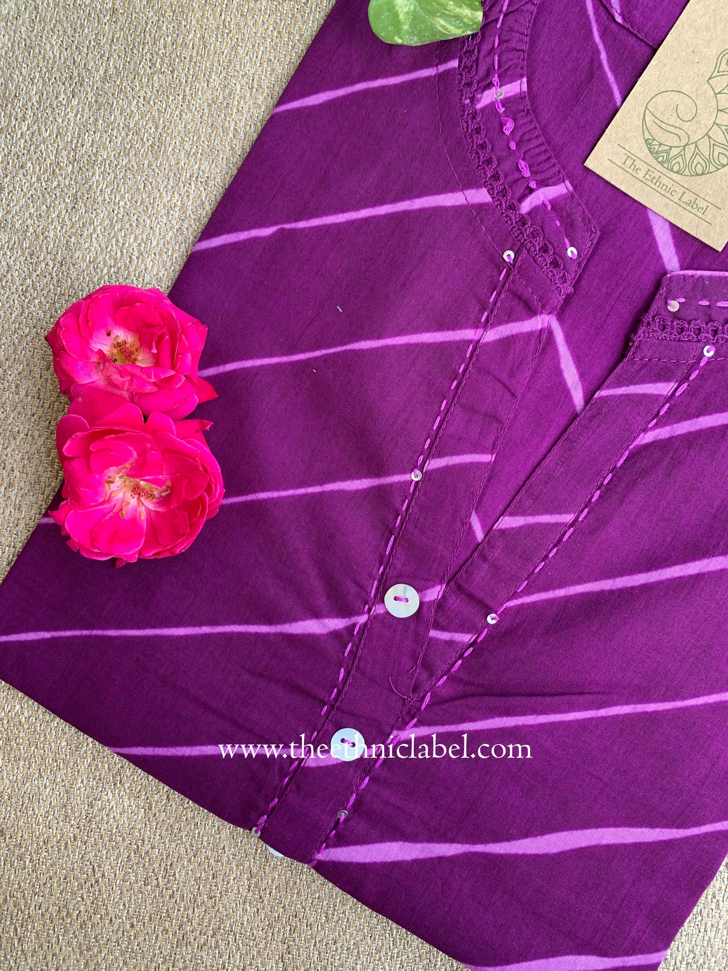 "Jamun" Lehriya Printed Cotton kurta