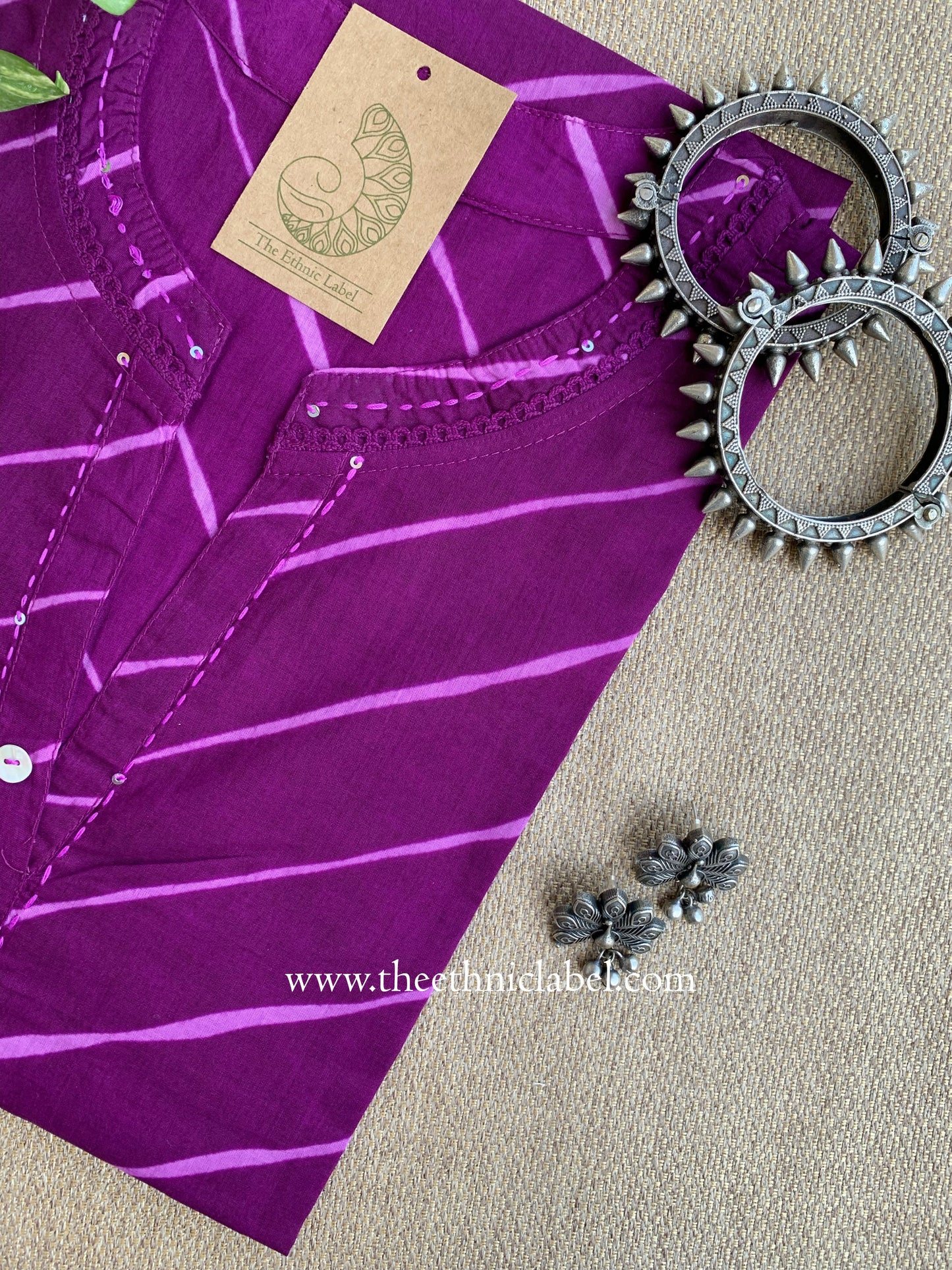 "Jamun" Lehriya Printed Cotton kurta