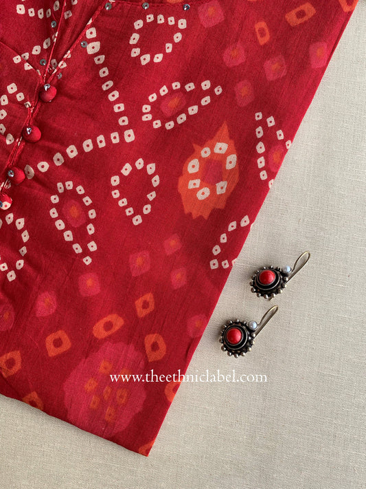 "Kala" Bandhani Printed Cotton Kurta- S, L
