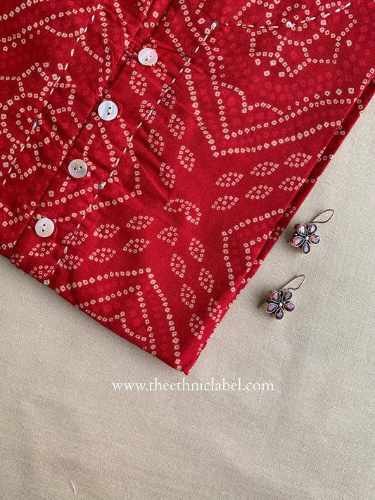 "Roma" Bandhani Buttoned Cotton Kurta
