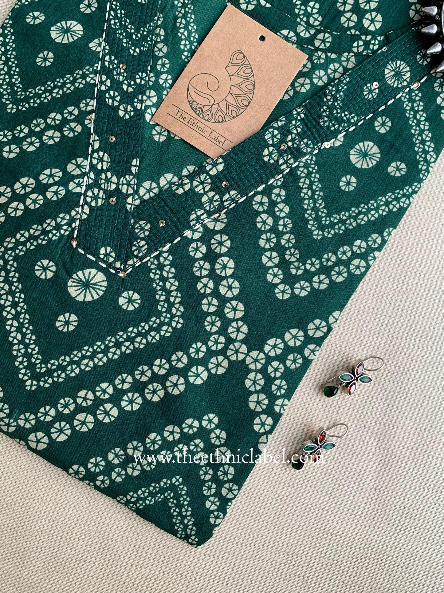 "Aarini" Bandhani Kantha Cotton Kurta