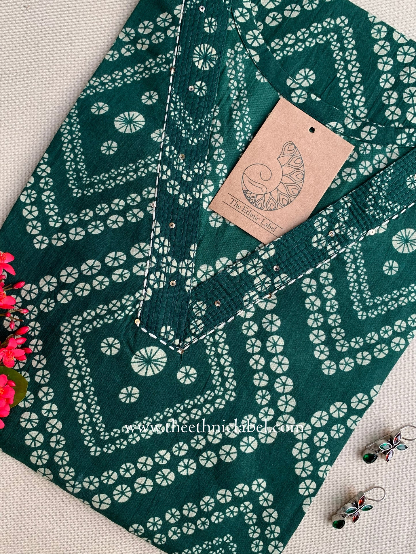 "Aarini" Bandhani Kantha Cotton Kurta
