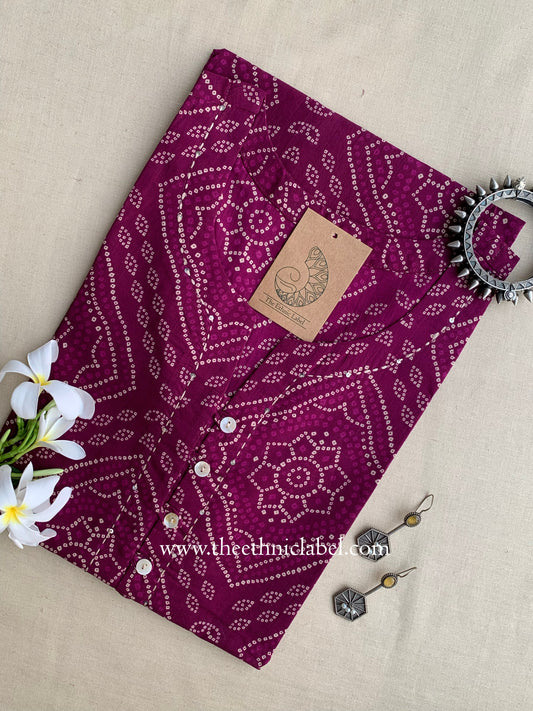 "Pravya" Bandhani Buttoned Cotton Kurta