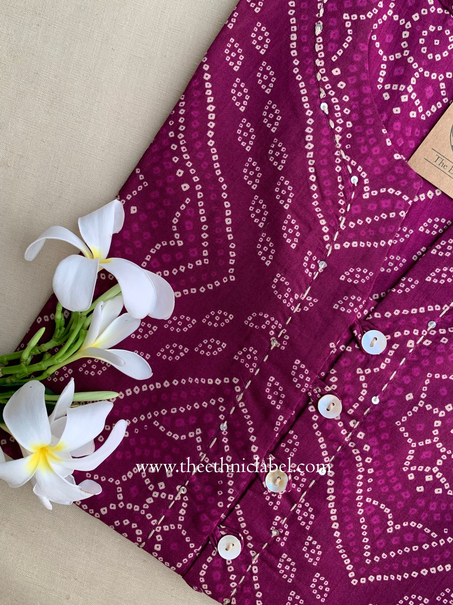 "Pravya" Bandhani Buttoned Cotton Kurta