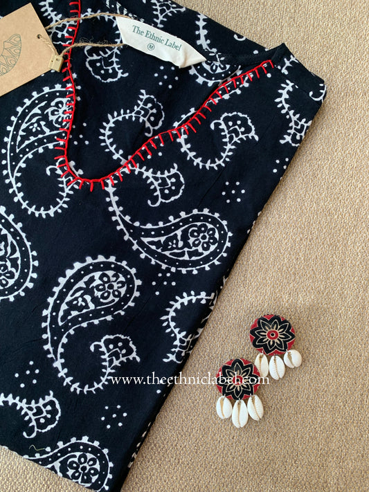 "Rubal" Hand Block Printed Scalloped Cotton kurta