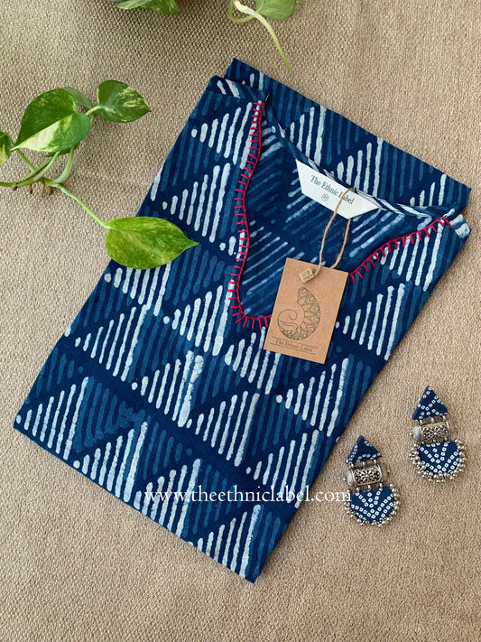 "Mahat" Hand Block Printed Scalloped Cotton kurta