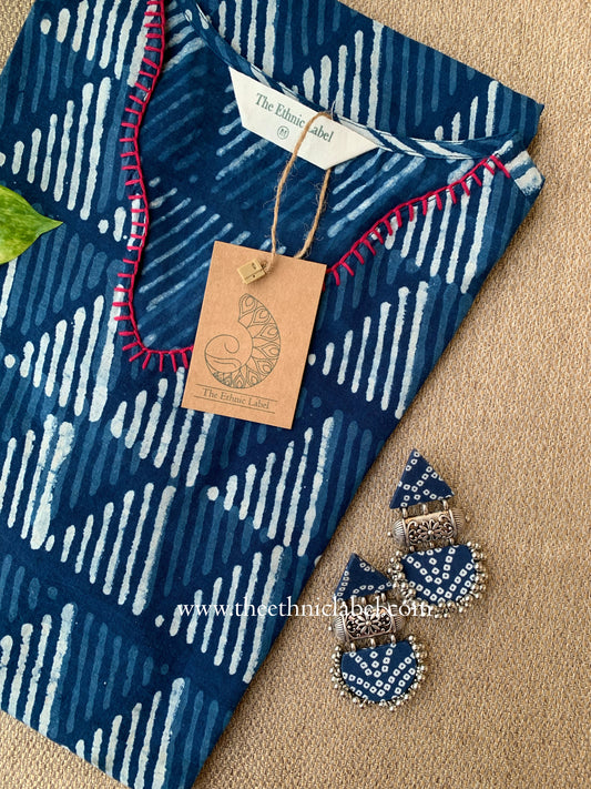 "Mahat" Hand Block Printed Scalloped Cotton kurta