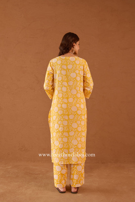 "Prajvala" Hand Embroidered Kurta and Pants Co-ord set - 2pc