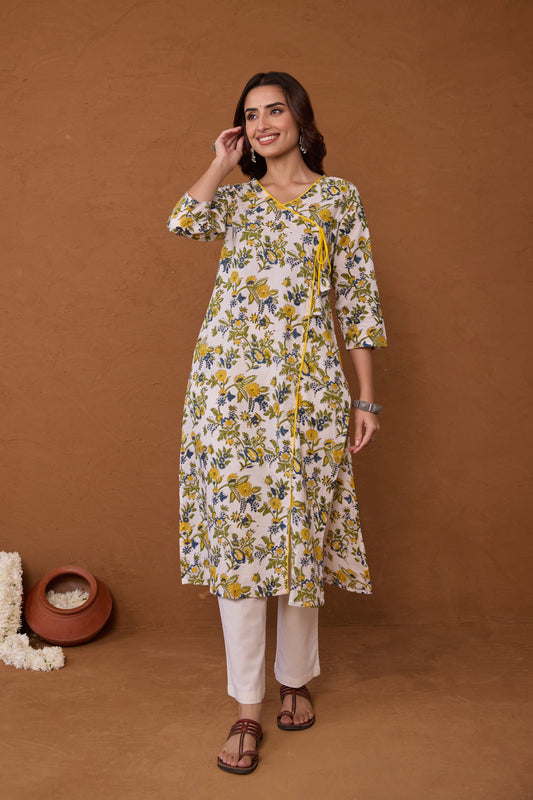 "Arisha" Hand Block Printed Cotton kurta