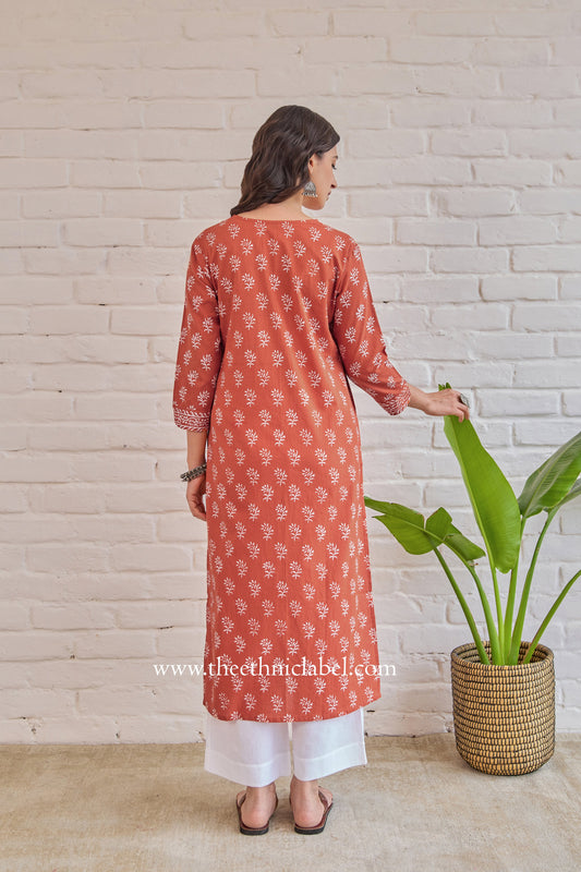 "Deepika" Hand Block Printed Cotton kurta