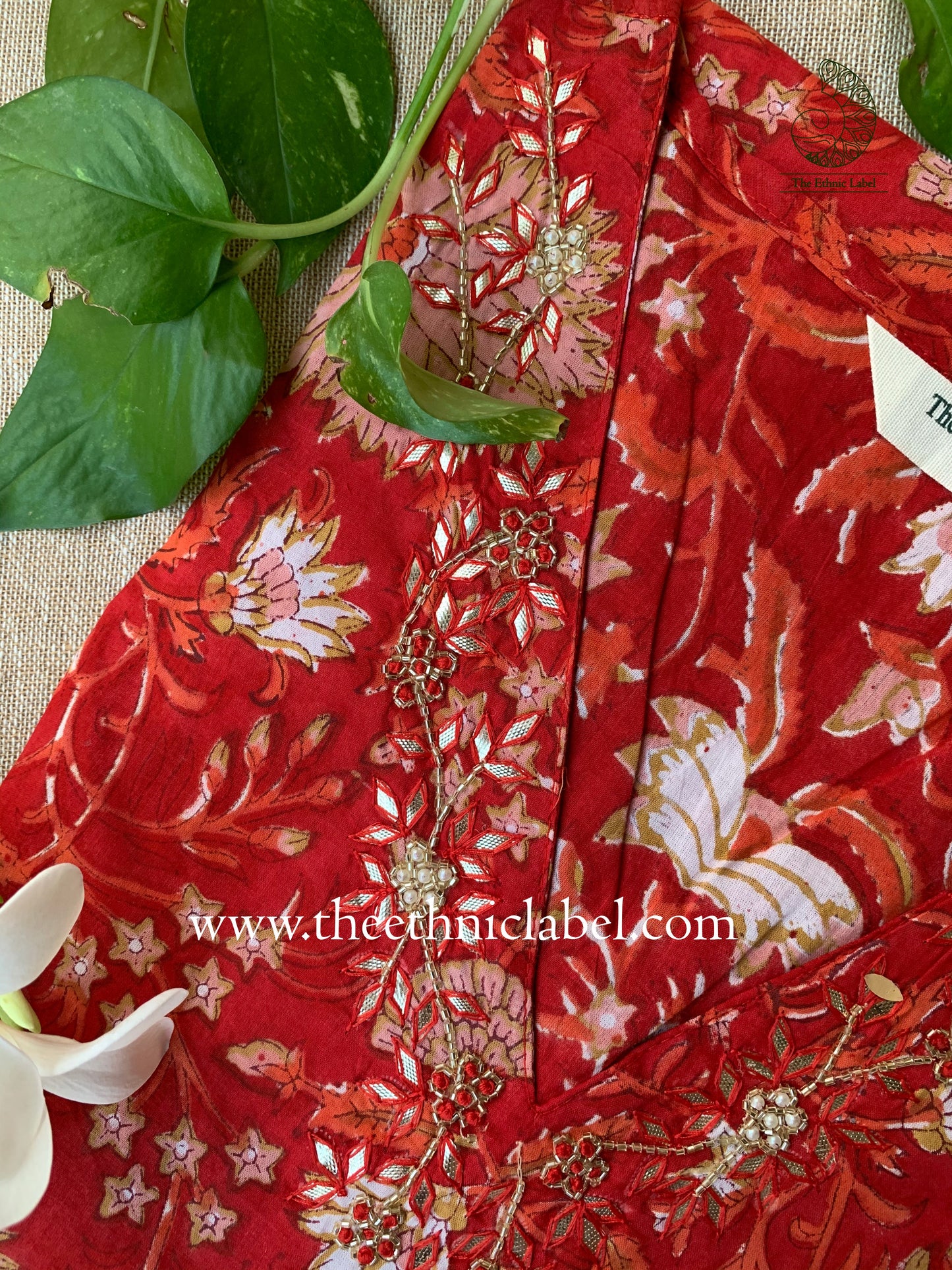 "Rangrez" Hand Embroidered Block Printed Cotton kurta