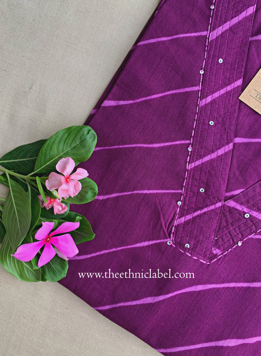 "Vritika" Lehriya Kantha Cotton Kurta- S, XL