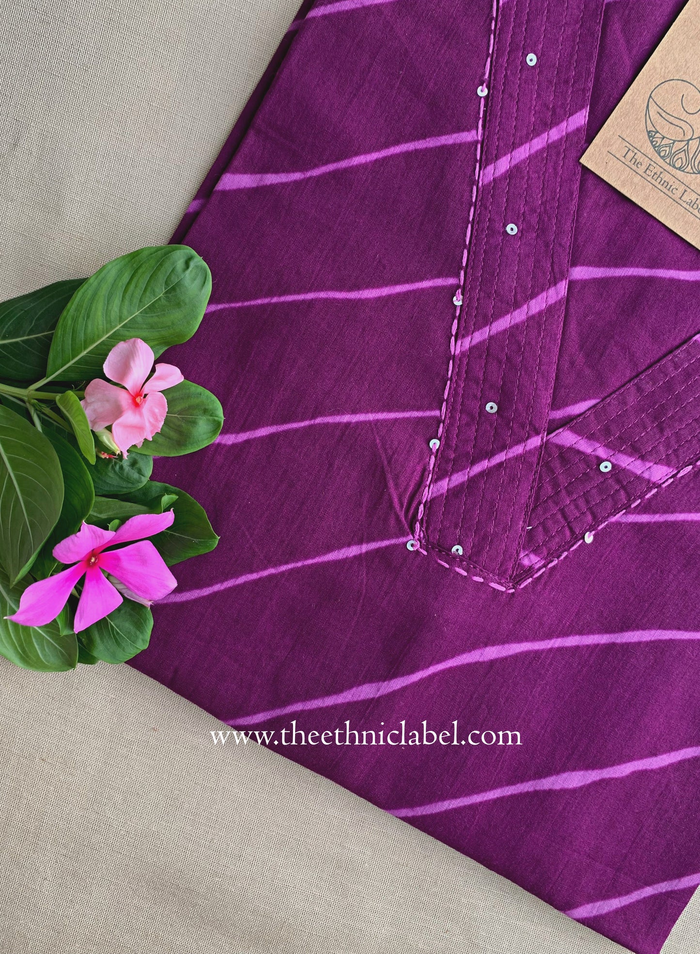 "Vritika" Lehriya Kantha Cotton Kurta- S, XL