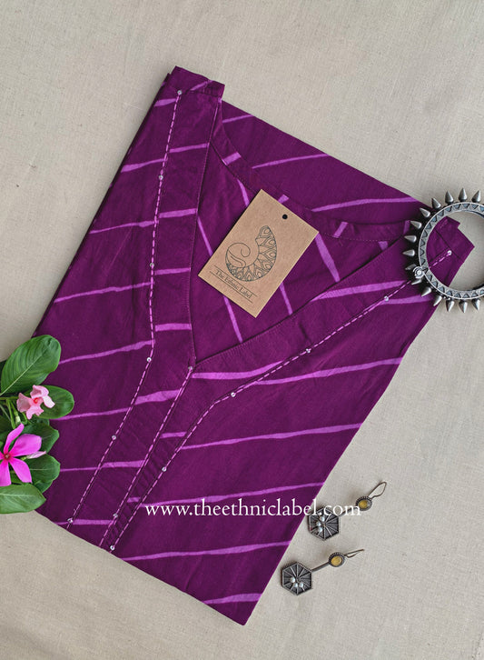 "Ruhana" Lehriya Kantha Cotton Kurta