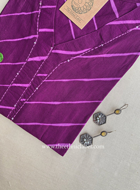 "Ruhana" Lehriya Kantha Cotton Kurta