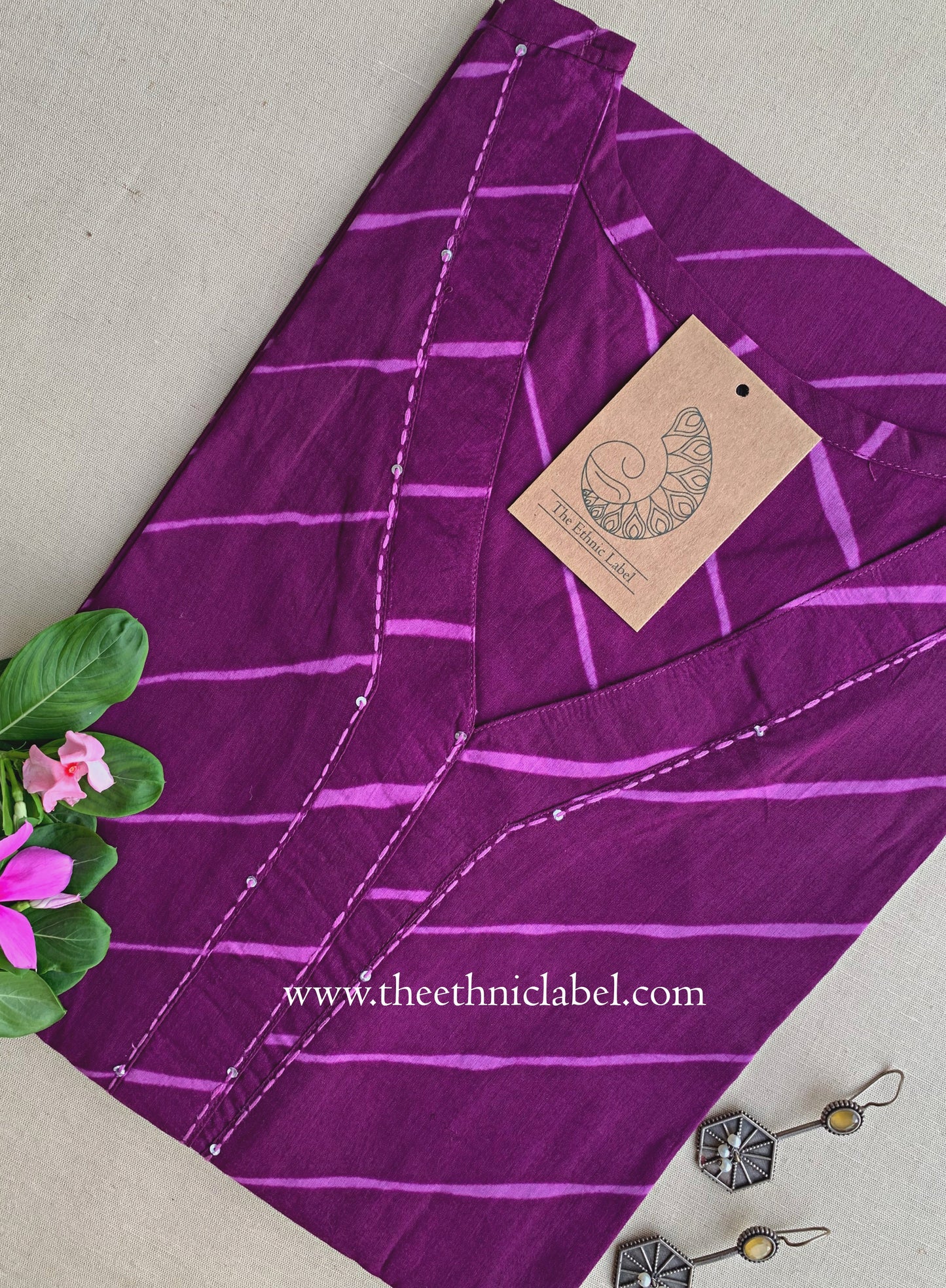 "Ruhana" Lehriya Kantha Cotton Kurta