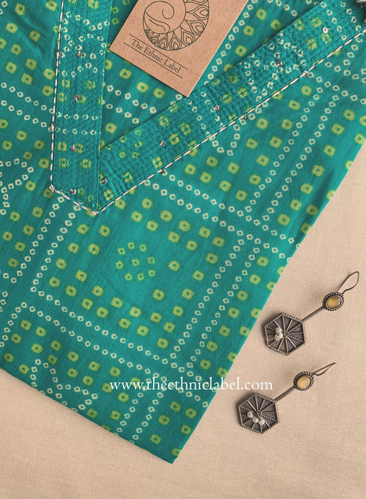 "Lavisha" Bandhani Kantha Cotton Kurta- XL