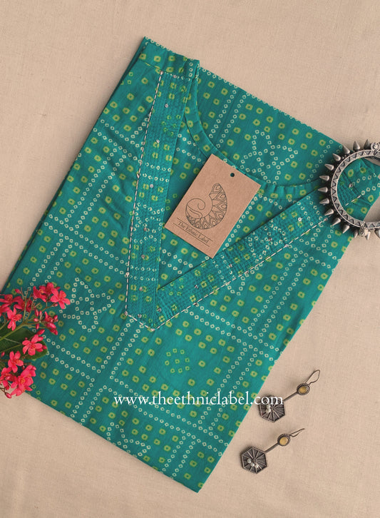 "Lavisha" Bandhani Kantha Cotton Kurta- XL