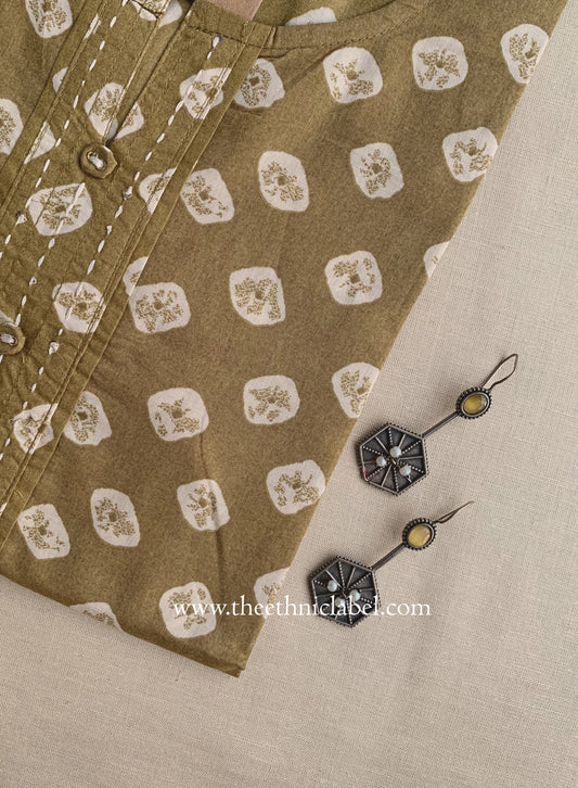 "Naveera" Bandhani Buttoned Cotton Kurta